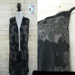NWT LuLaRoe Elegant Collection Lace Vest Medium - Silver Flowers on Black Lace